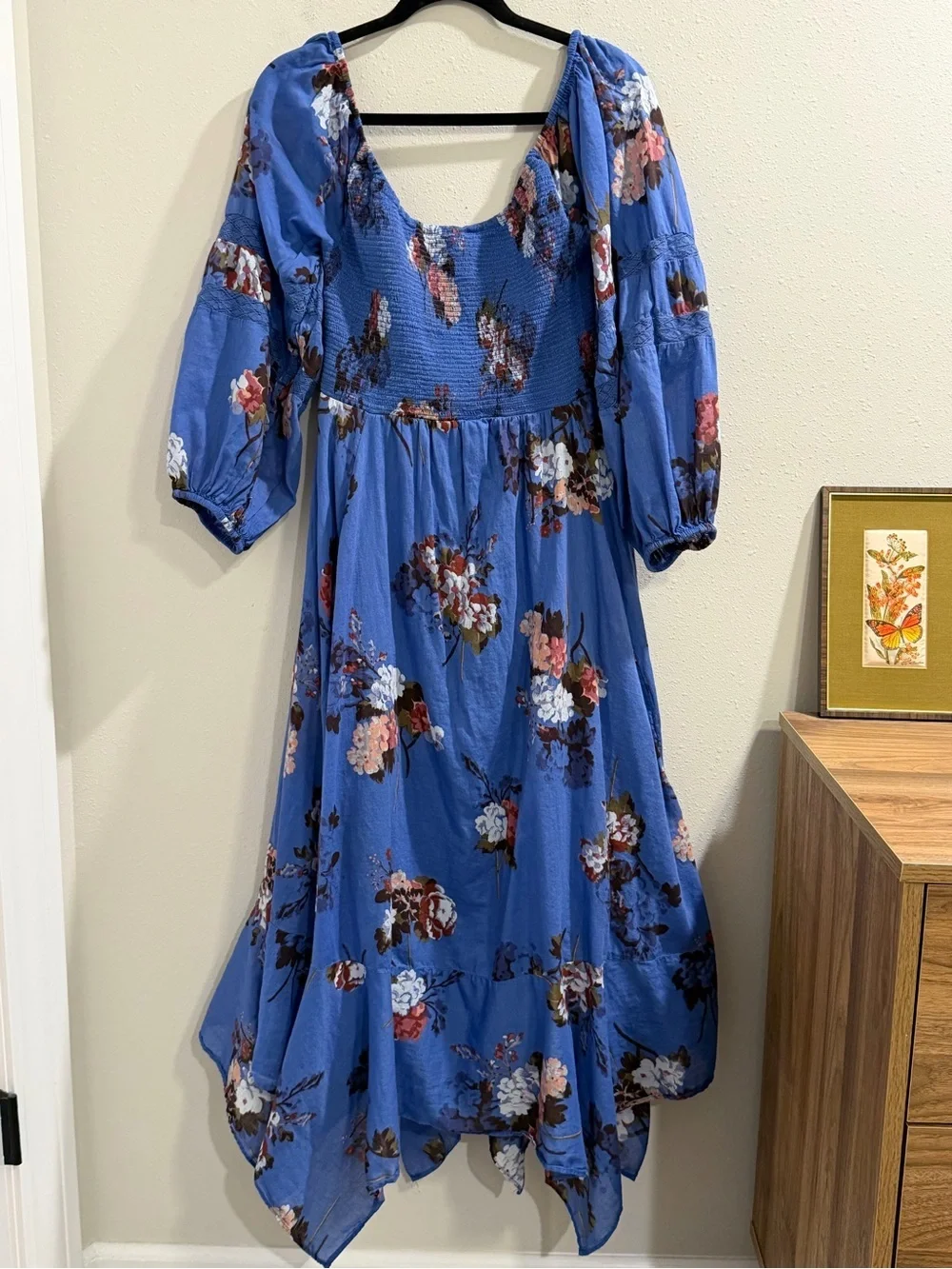 Free People Size Small Dutch Blue Morning Glory Maxi Dress Bohemian Cottagecore